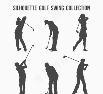 高尔夫动作剪影图片