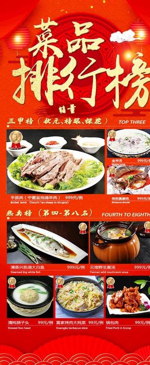 菜品排行榜展架图片