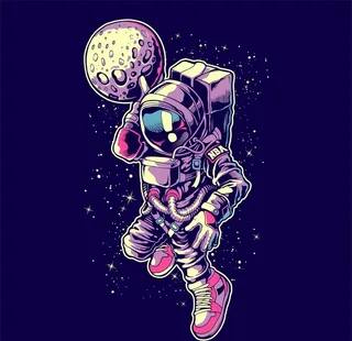 创意手绘矢量潮流太空宇航员图片