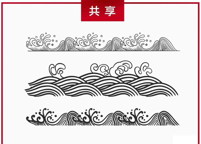 国潮海浪线条图片