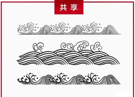 国潮海浪线条图片