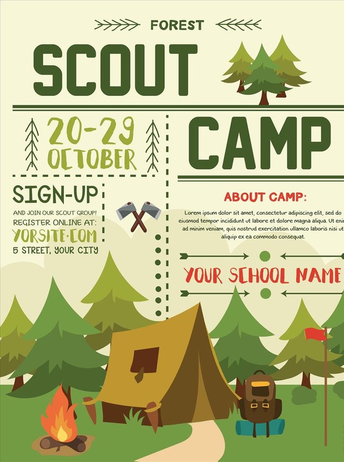 童子军露营海报图片