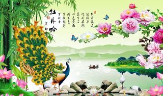 家和富贵孔雀背景图片