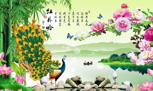 家和富贵孔雀背景图片 家和富贵孔雀背景图片