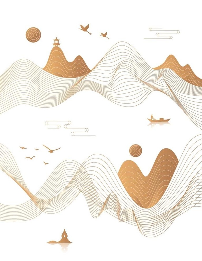 矢量山水花纹图片