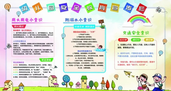 幼儿园安全教育常识宣传栏图片(3150x1772)psd模版下载