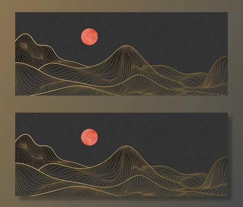 夜晚山背景图片ai矢量模版下载