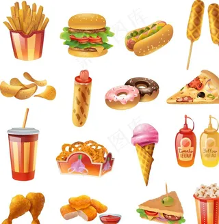 卡通小吃手绘图片