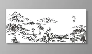 山水画 传统图案 硅藻泥花型图片