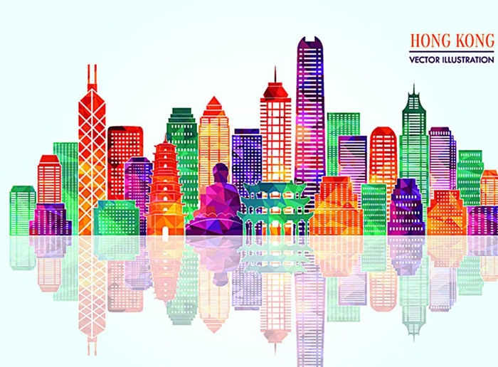 香港彩色剪影图片