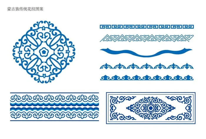 蒙古族传统花纹图案图片ai矢量模版下载
