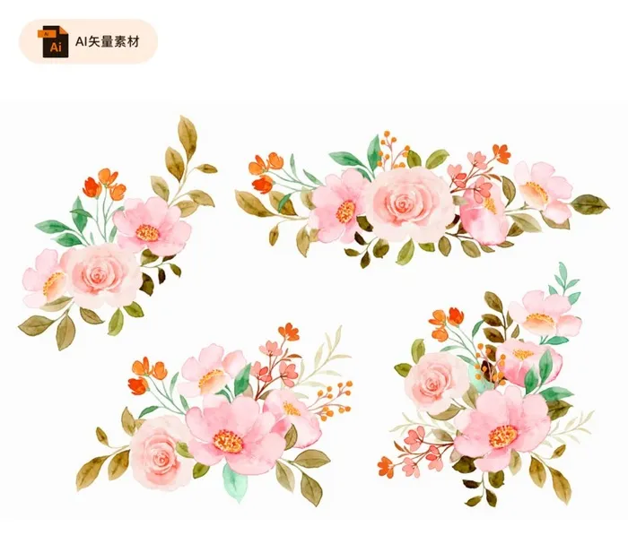 节日水彩花卉装饰图片