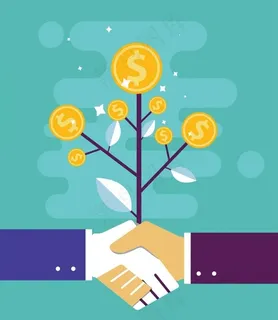 握手手臂和金币树图片