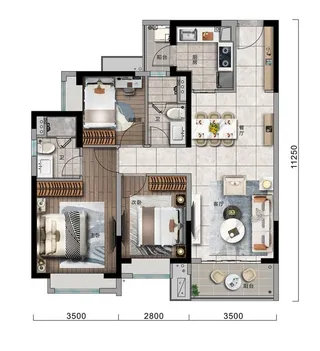 户型彩图psd分层图片