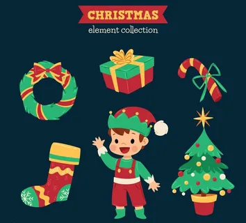 6款绿色圣诞节元素图片