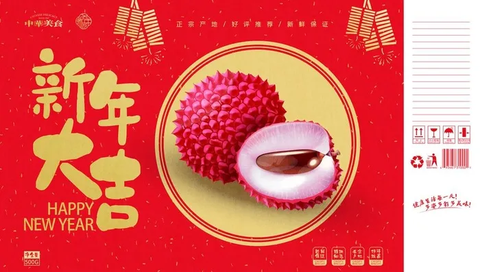 新年喜庆图案包装平面图图片(6319x3780)psd模版下载