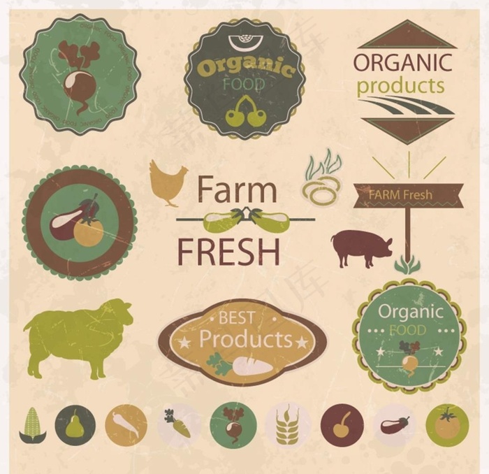 复古农产品标签图片