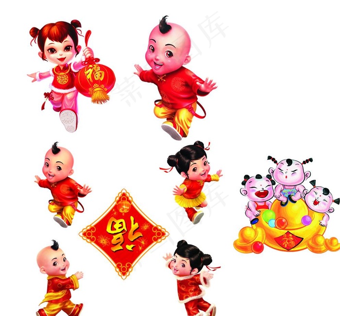 福娃 喜庆福娃 卡通福娃 灯笼图片cdr矢量模版下载