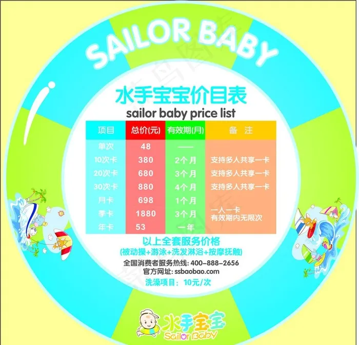 水手宝宝充值价格表图片cdr矢量模版下载
