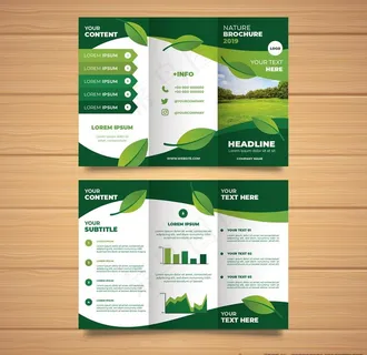 绿色简约三折页模板图片