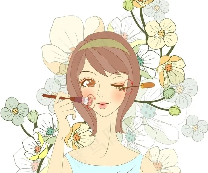 时尚美女化妆美容图片ai矢量模版下载