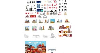 矢量古建筑塔汇集素材图片