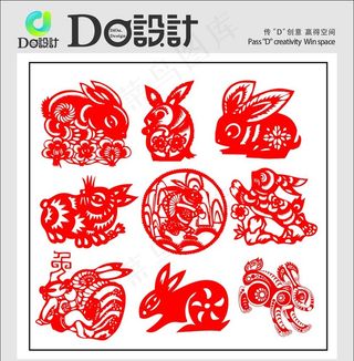 剪纸兔子图片