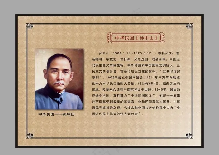 中华民国 孙中山图片cdr矢量模版下载