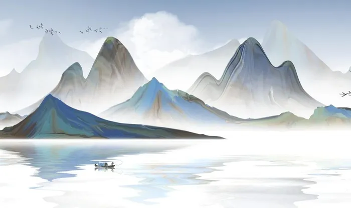 水墨山水画  图片(1920x1200)psd模版下载
