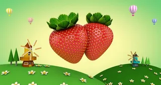 C4D草莓田园风格场景图片