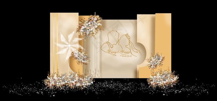 香槟色婚礼签到区图片