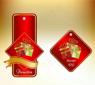 红色圣诞标签包装图片