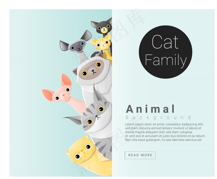 猫狗动物插画图片ai矢量模版下载
