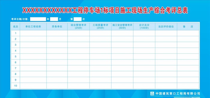 生产考评表图片