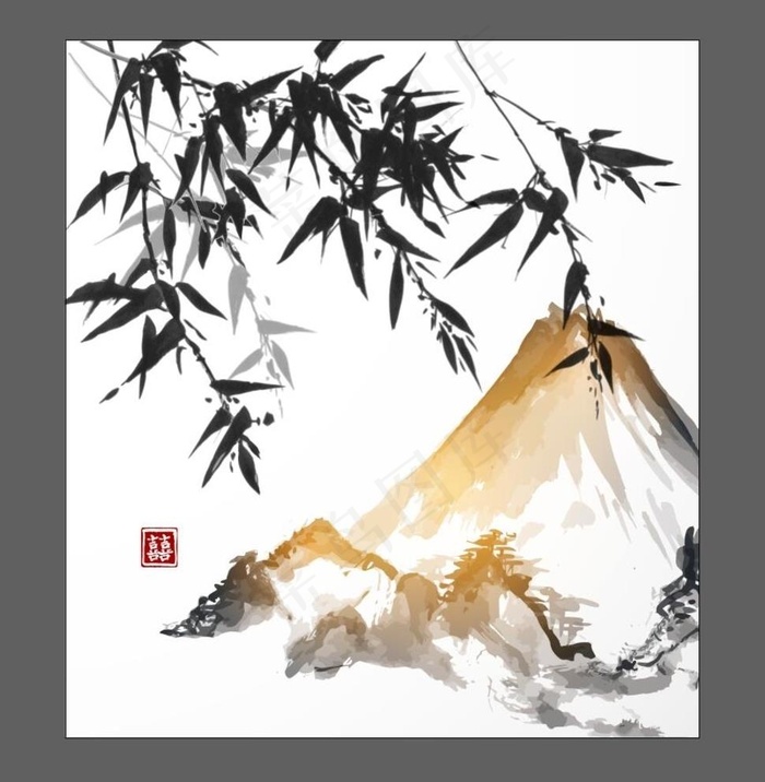 竹子背景图片ai矢量模版下载