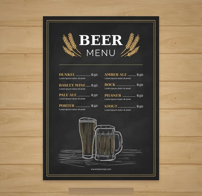 酒吧店菜单图片ai矢量模版下载