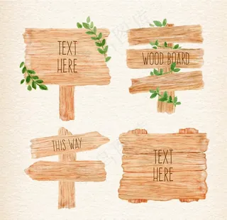 手绘木牌指示牌图片