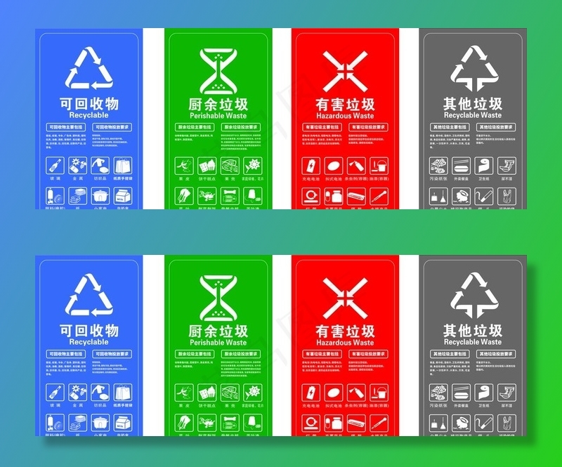 垃圾分类标识牌图片cdr矢量模版下载