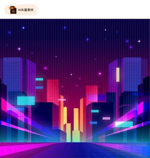 霓虹城市矢量插画图片