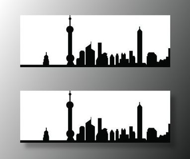 矢量东方明珠金茂大厦剪影图片