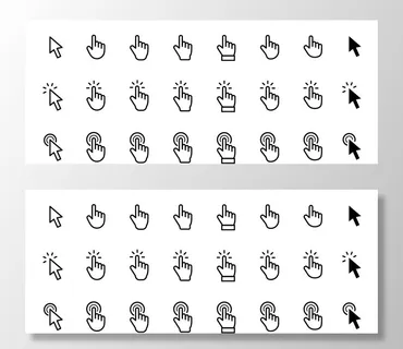 简约线性鼠标手指点击图标图片