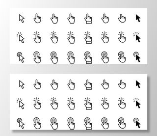 简约线性鼠标手指点击图标图片