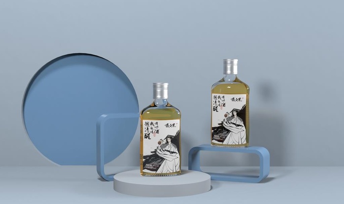 C4D  白酒 渲染  小瓶子图片