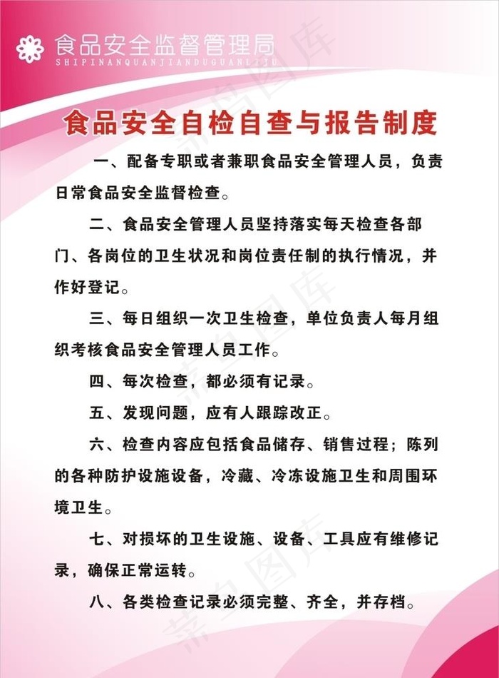 食品安全自检自查与报告制度图片cdr矢量模版下载