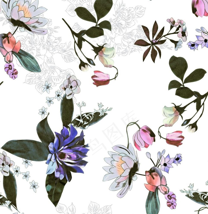 花卉 手绘花 数码印花图片