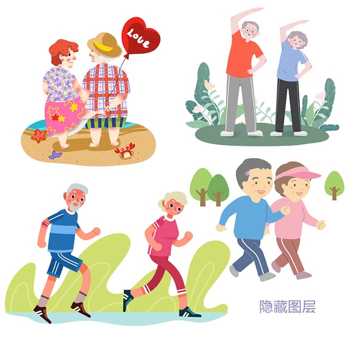 老人卡通图片(4134x4134)psd模版下载