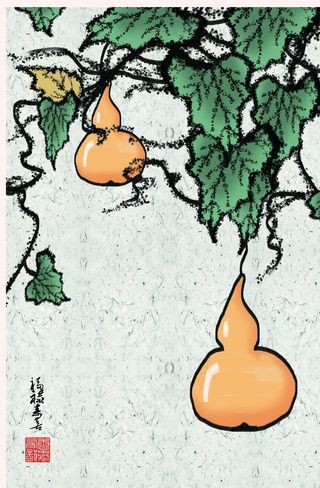 葫芦 水墨装饰画图片