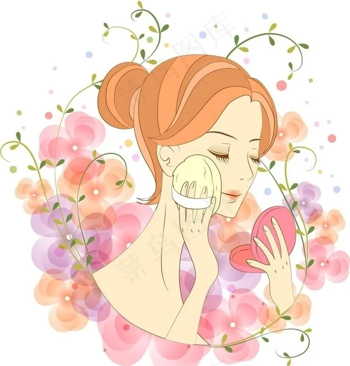 时尚美女化妆美容图片ai矢量模版下载