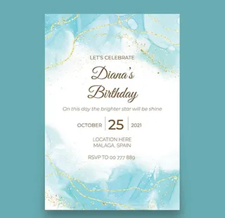 绿色水墨风生日卡片矢量图片