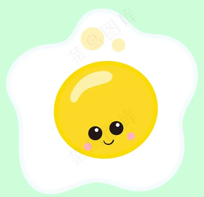 可爱卡通煎鸡蛋食物手绘矢量素材图片
